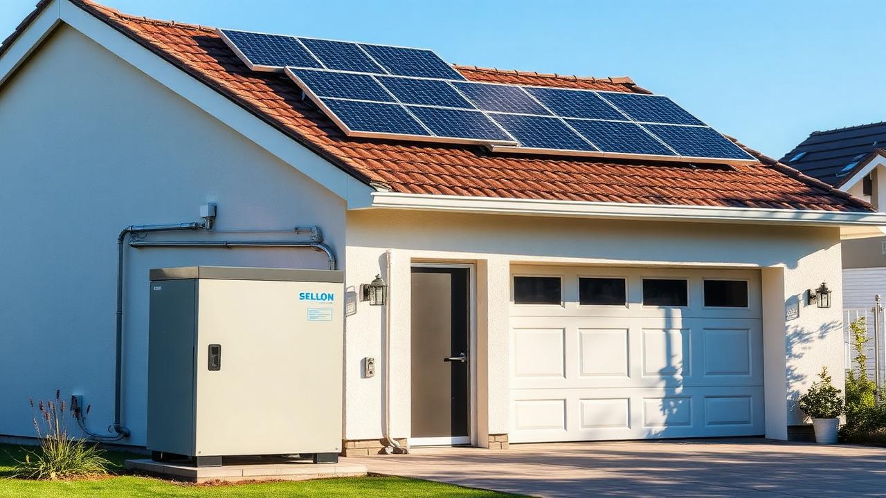 Haus mit Photovoltaikanlage und Batteriespeicher